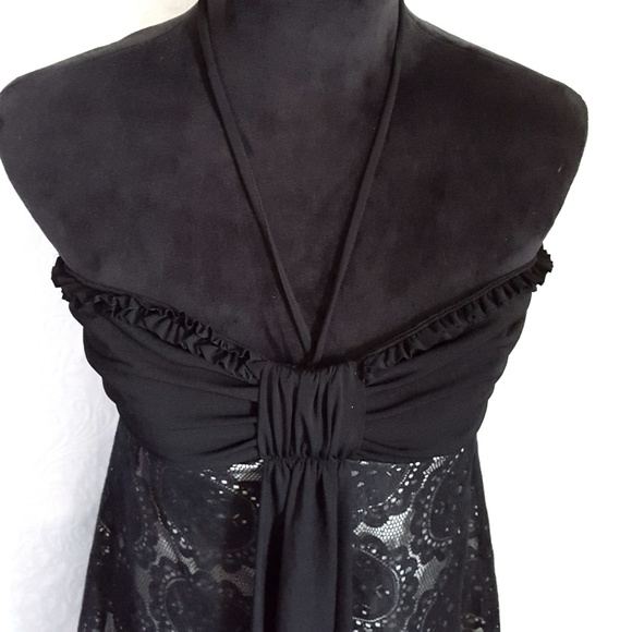Alexia Admor Lace Empire Waist Halter Dress LBD - Picture 2 of 8